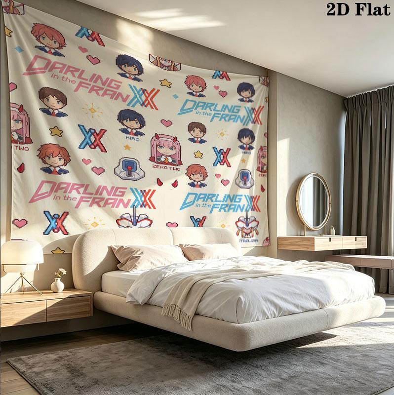 Franxx Wall Tapestry Aesthetic Wall Hanging Printed Fabric Blanket Decorative Tapestries For Bedroom Living Room Home Decor