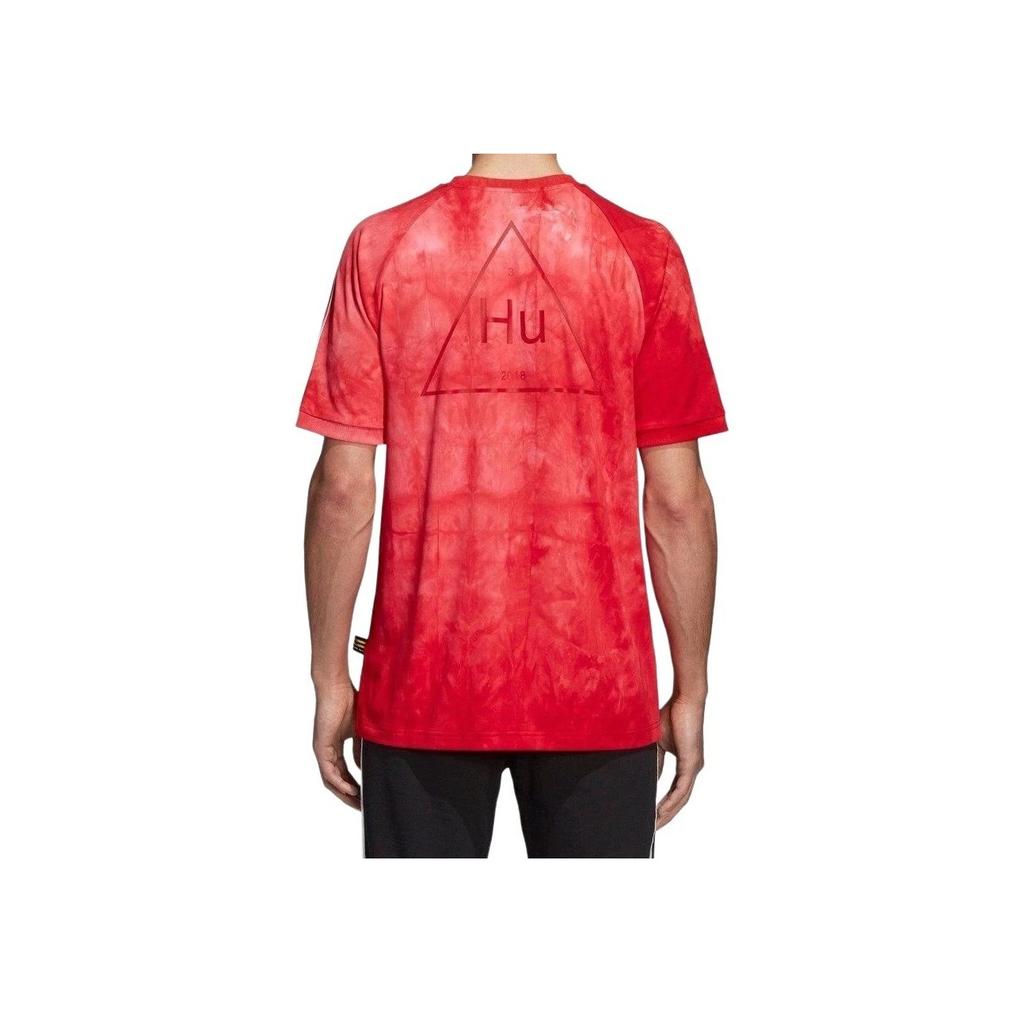 Adidas Originals Pharrell Williams Hu Holi Scarlet Striped Pullover Comfortable Short Sleeve T-Shirt Men Tops CW9101