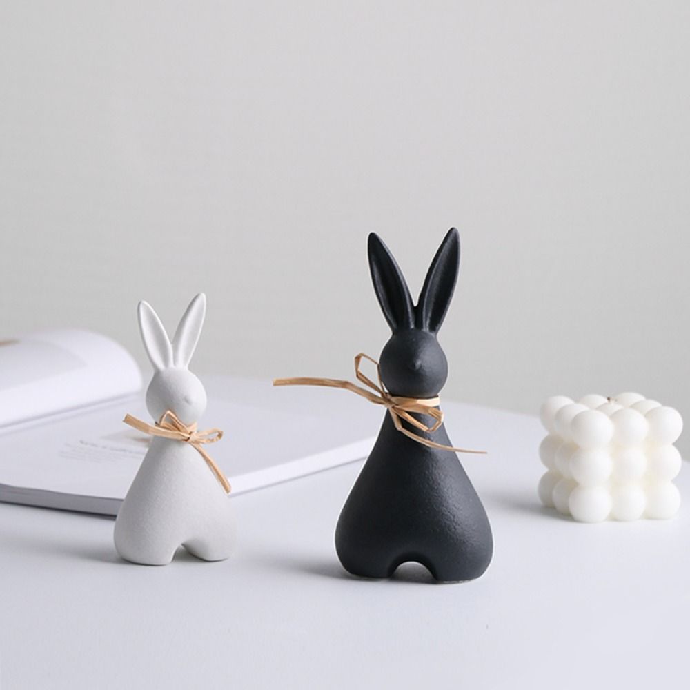 Ceramic Rabbit Book Stand Display Handicraft Bunny Statue Rabbit Figurine  Living Room