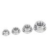 304 Stainless Steel Non-Slip Hex Flange Nut with Washer Cap, Anti-Loosening, Sizes M3-M12