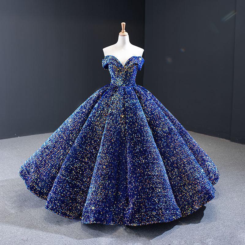 Cross-border Shiny Pitaya Puffy Skirt Wedding & Evening Gown