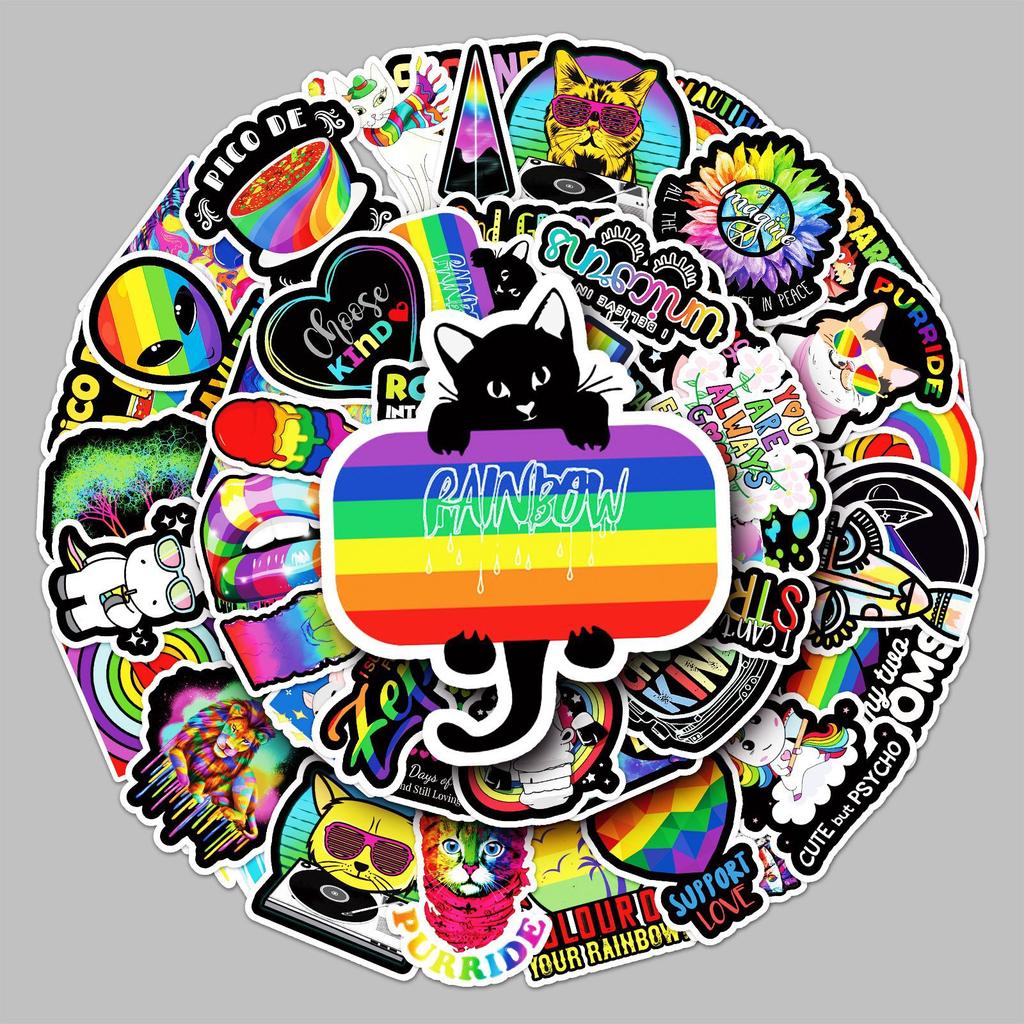 50 Cartoon Color Ins Style Personalized DIY Suitcase Laptop Scooter Decoration Stickers