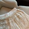 Women's Lace Hollow-Out A-Line High Waist Wide-Leg Three-Quarter Sports Shorts - Summer Anti-Exposure Style