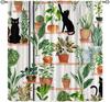 Plants Curtains, Boho Potted Green Leaves Botanical Aesthetic Garden Cartoon Animal Window Drapes for Living Room Kitchen