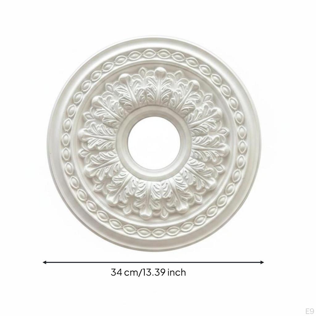 Ceiling Light Base Elegant Floral Raised Medallion Polyurethane Centerpiece for