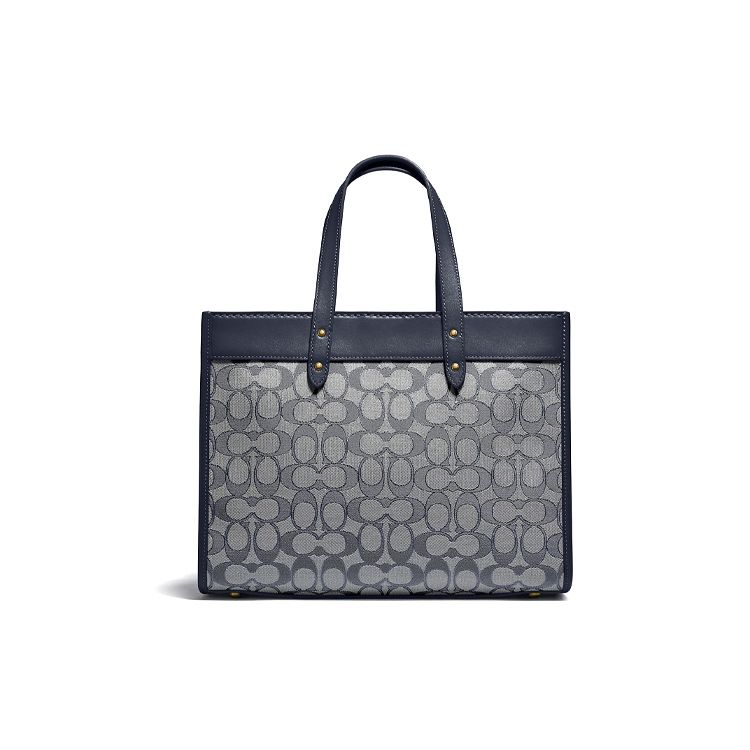 Coach Field 30 Horizontal Monogram Large Capacity Fabric And Leather Tote Bag Women tote Navy-Blue C3282-B4RH3
