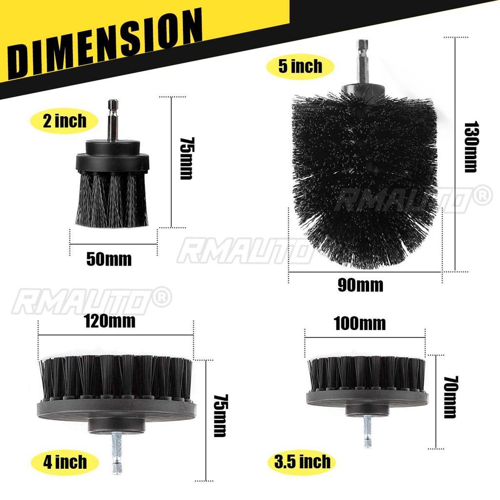 4PCS Drill Brush Cleaner Kit Power Scrubber Electric Brushes Drill Attachment Kit Power Scrub Brush for Cleaning Pool Car