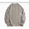 Unisex Japanese Retro Cable Knit Sweater, Round Neck, Loose Fit, Casual Autumn Style