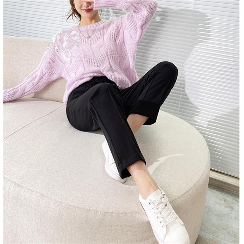 Autumn Winter Fashion Harajuku Thickening Warm Casual Pants Loose Trousers High Waist Korean Slim Women's Woolen Pencil Pants