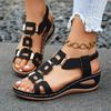 Sandali da Donna Estivi con Zeppa e Bocca di Pesce Fibbia Metallica Elastici Slip-On Scarpe alla Moda da Donna Taglie Forti