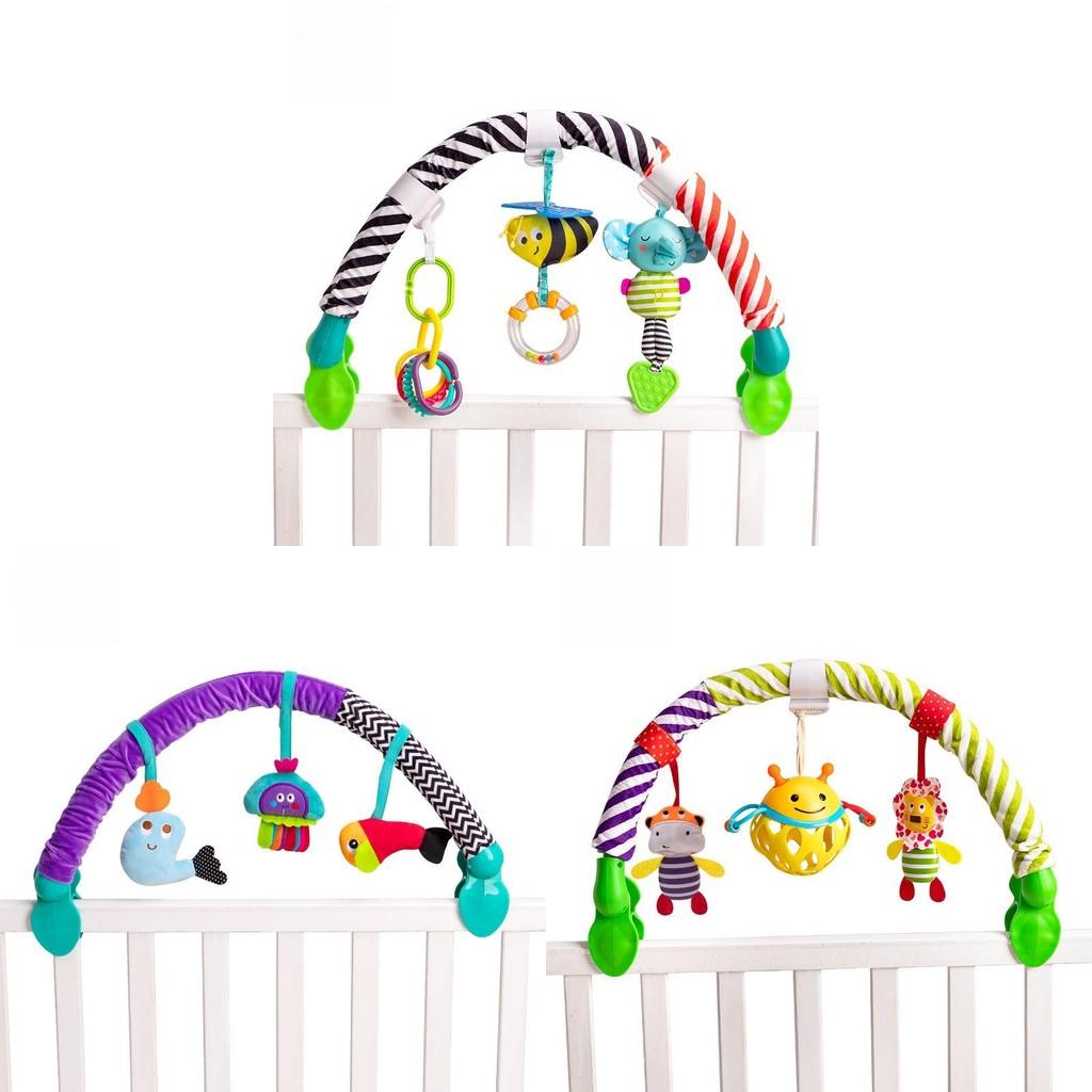 Baby Mobile Clip With Rattles And Soft Fabric Toy For Infant Sensory Development