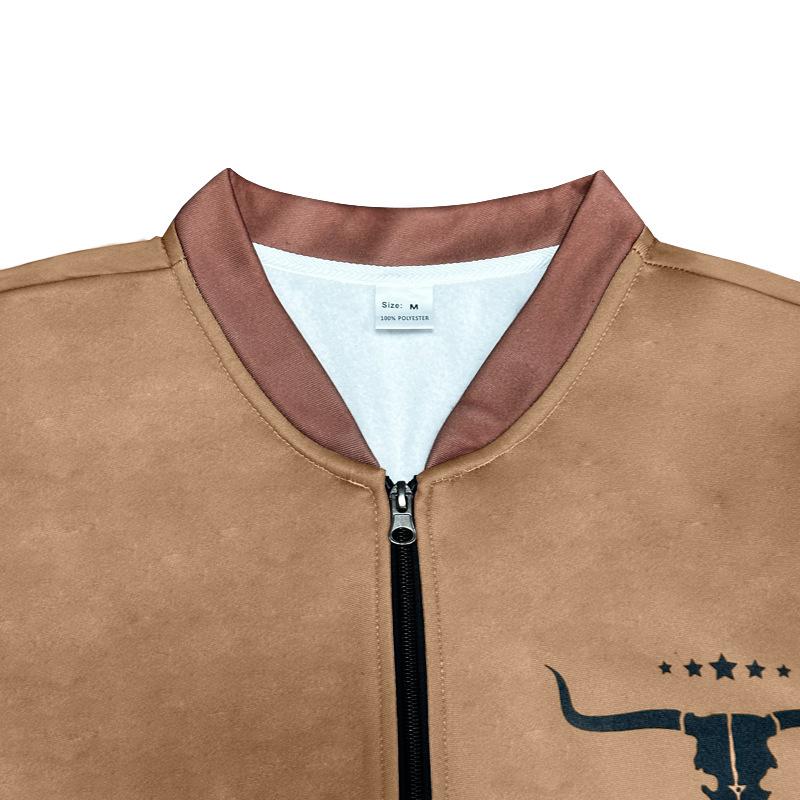 Retro High Street Half-Zip Pullover Stand Collar Oversized Casual Printed Men's Sweatshirt