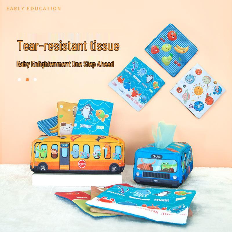 Infant Tear-Proof Tissue Box Toy for Finger Exercise and Simulation Learning