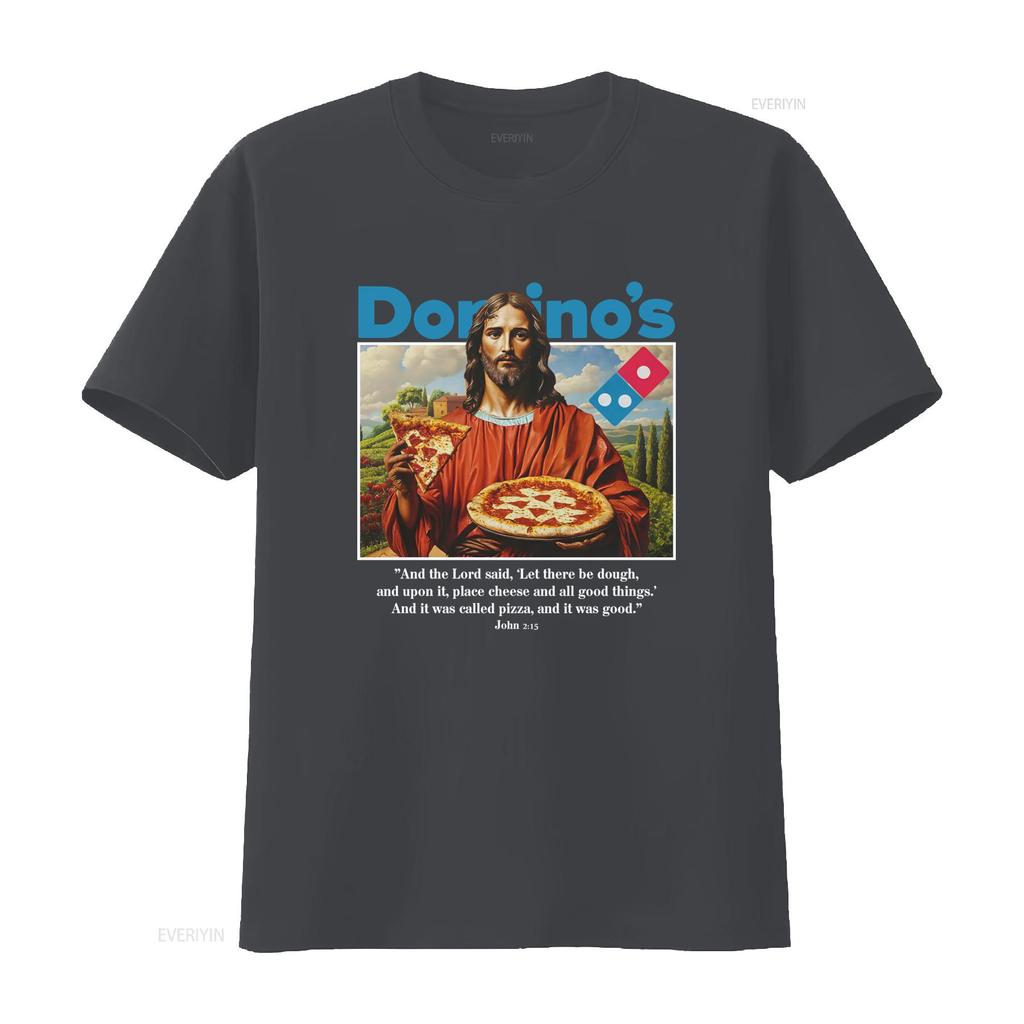 Dominos T Shirt Funny Jesus Pizza Design 55 vintage Washed designer clothes Unisex Stretched graphic Comfortable Stylish