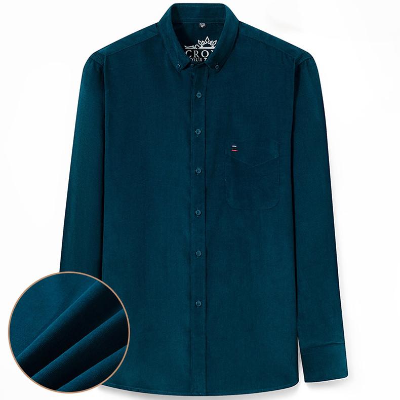 100% Coduroy Warm Long Sleeve Men Casual Shirts Winter Cotton Solid Male Business Shirt