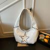 PU Hobo Bag Women's Fashion Shoulder Tote with Stud Detail Soft Texture Casual Everyday Handbag