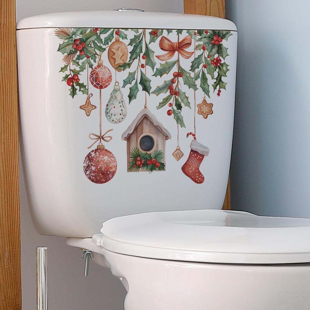 Weihnachtshaus Toilettenaufkleber Frohe Weihnachten Partydekoration 2025 Xmas Badezimmerdekor Navidad Natal Neujahrsgeschenk 2026 Poster
