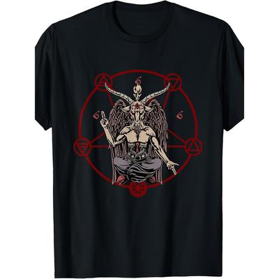 Baphomet Pentagram Occult Graphic Tee Shirt Men Women Spiritual Cotton Crew Neck T-Shirt