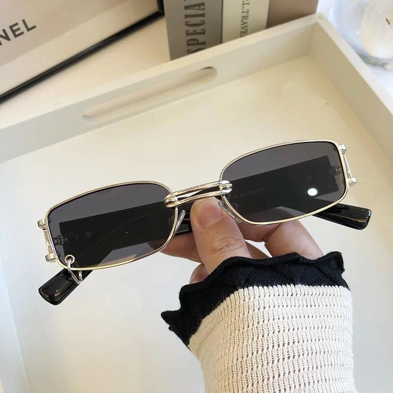 Sunglasses Luxury  Square Eyeglasses Vintage Metal Black Lenses Brown Men Womens Sun Glasses Outdoor Travel Driving Glasses