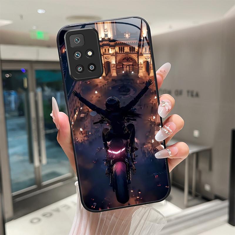For Xiaomi Redmi 10 Prime 2022 Phone Case Tempered Glass Hard Shell flower Cute cats Coque For Redmi10 10Prime 2022 Back Cover