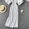 French Bellflower Fairy Mori Lotus Leaf Big Trumpet Sleeve Pleated Dress Mopping the Floor and Swinging Temperament Long Dress