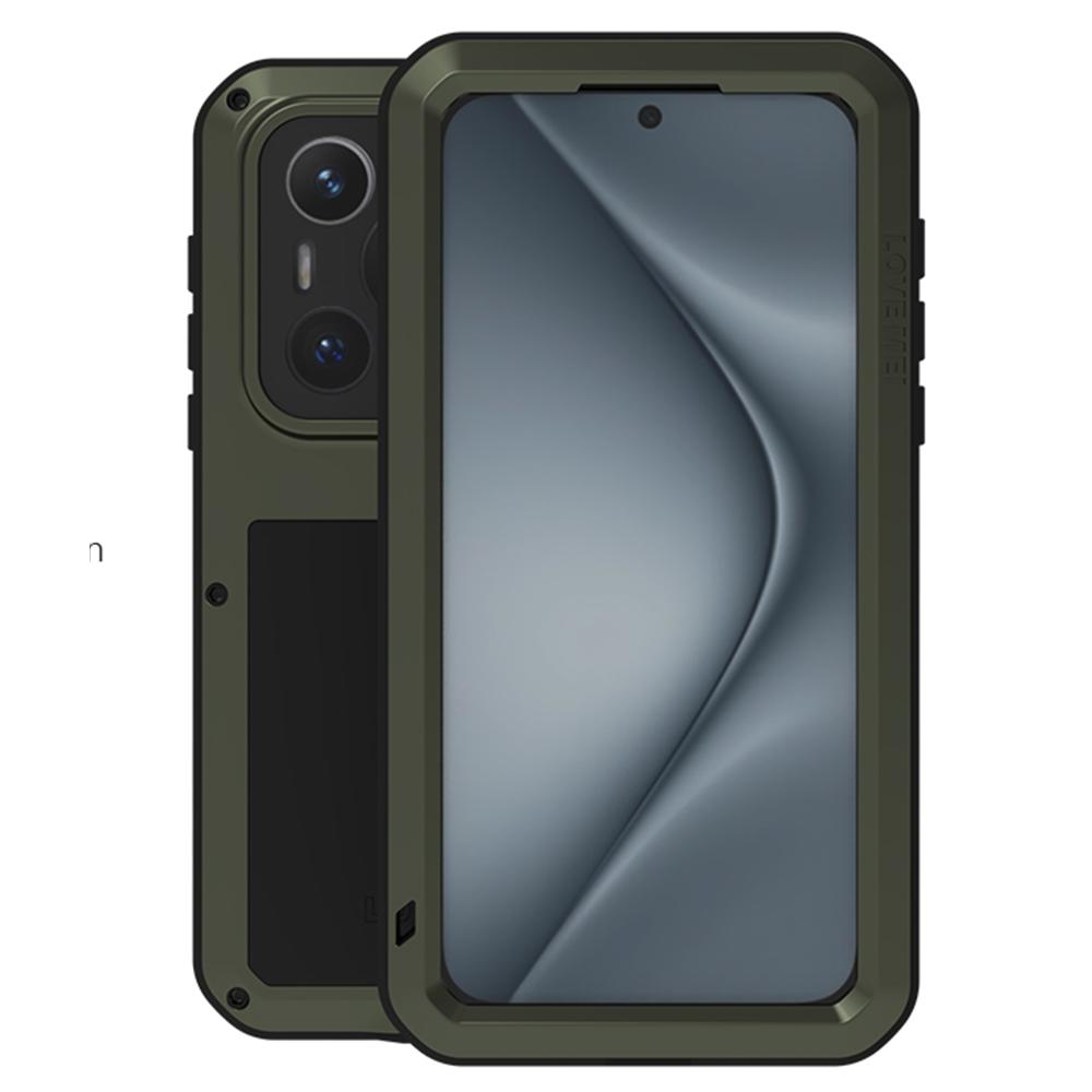 

LOVE MEI For Huawei Pura 70 Case with Tempered Glass Film Metal+Silicone Phone Cover Green