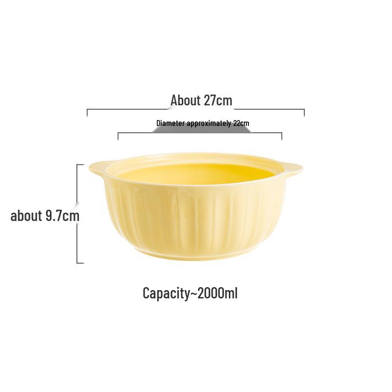 Ceramic Double-Handled Large Soup Bowl with Lid - High-End Design, Ideal for Home Use, Sauerkraut Fish, and Commercial Soups.