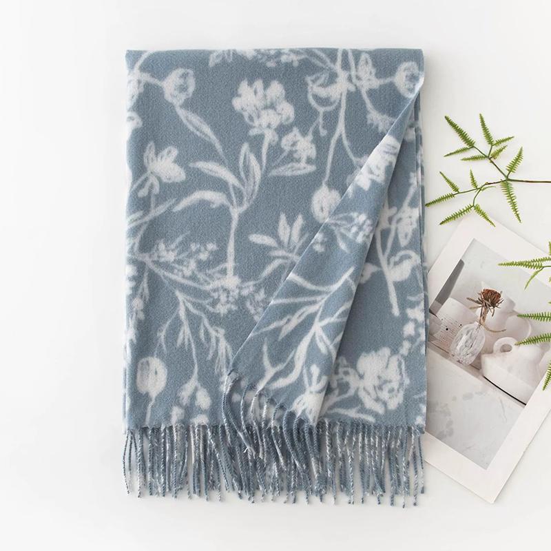 WTEMPO Retro Autumn Winter Printed Thick Warm Tassel Scarves Christmas Casual Versatile Cold-prood Windproof Outdoor Shopping/Commuting Scarf Shawls