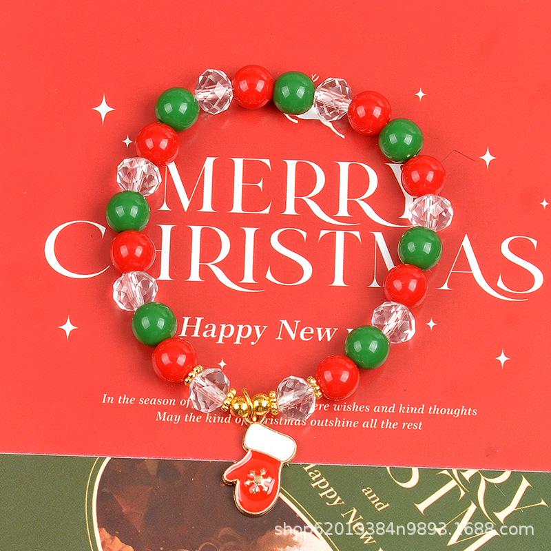 Holiday Beaded Letter & Christmas Tree Bracelet Set - European & American Style