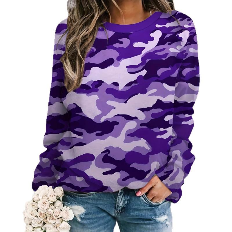 Womens Round Neck Pullover Sweatshirt With 3D Christmas Tree Print Casual Comfort Fit 2025