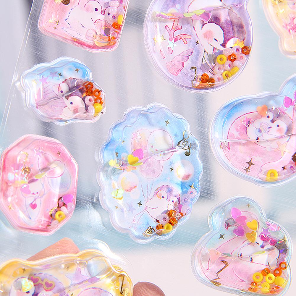 Kawaii 3D Dynamic Cartoon Stickers Dazzling Gemstone Dynamic Oiling Sticker Cute DIY Mobile Graffiti Decoration
