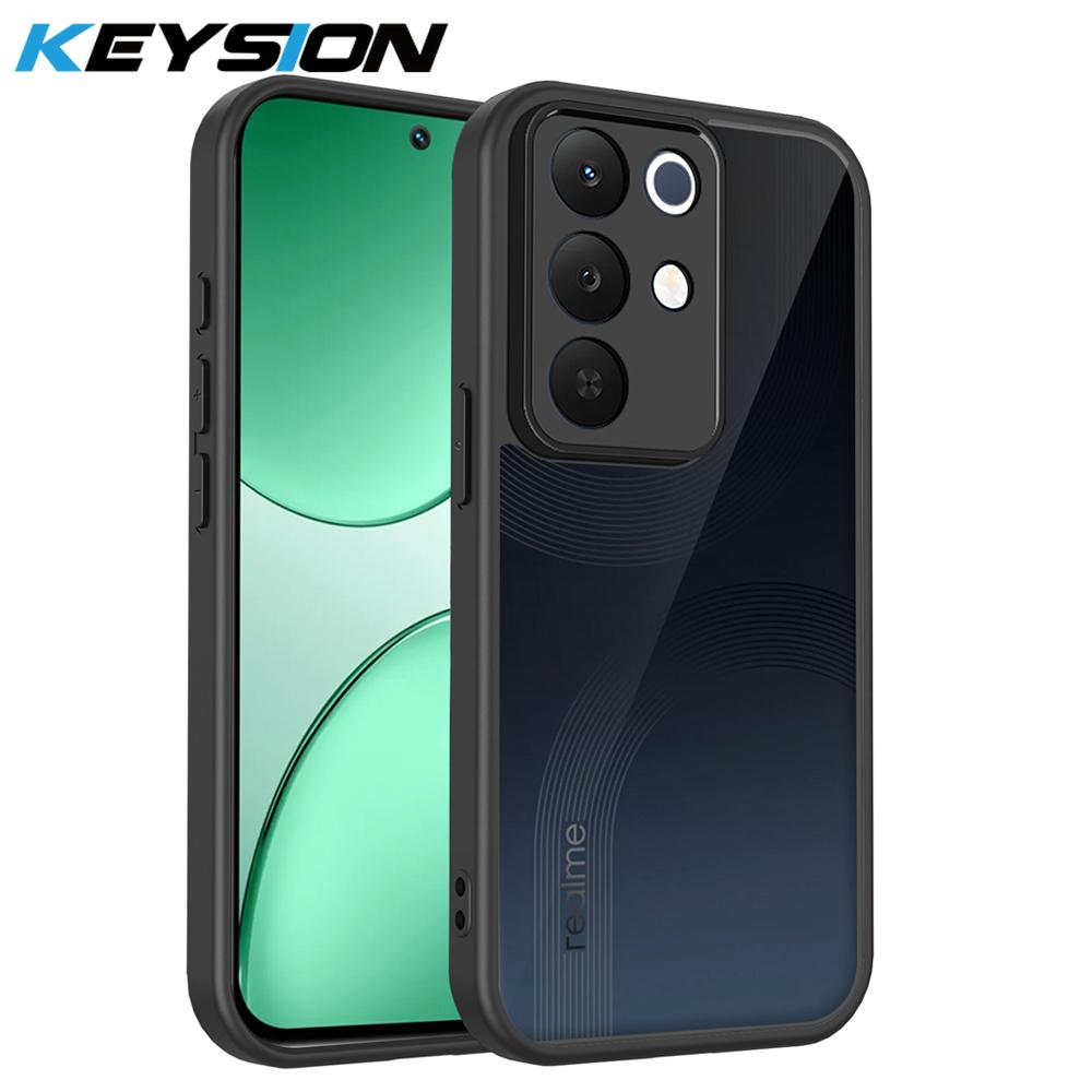 

KEYSION Matte Translucent Black Phone Case for Realme C85 4G 5G Silicone+PC Clear Shockproof Back Cover for OPPO Realme C85 Pro for Realme C85 чёрный
