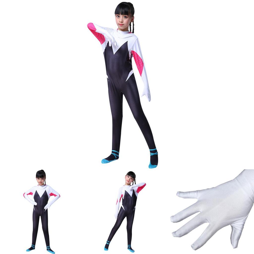 Costume Jumpsuit Vibrante di Spider-Man Into The Spider-Verse Gwen Stacy per Bambini per Avventure Giocose