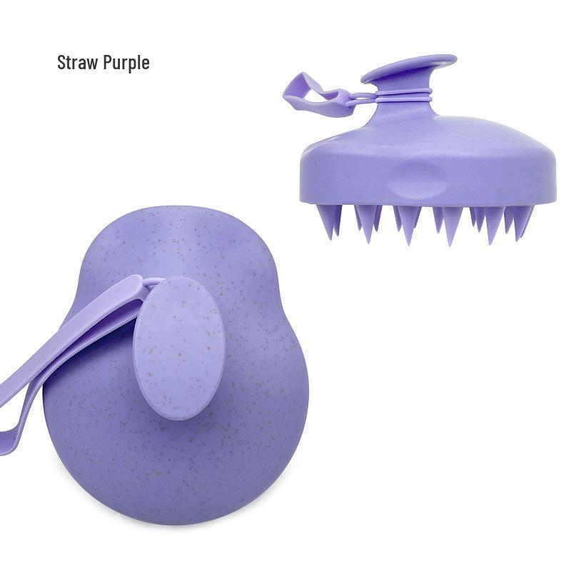 Wheat Straw Morandi Silicone Shampoo Brush, Scalp Massager with Lanyard