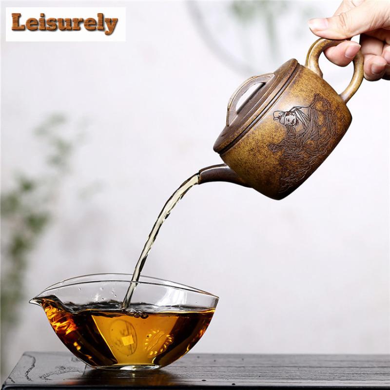 300ml Yixing Lilla Leire Tekanner Håndlaget Kanne med Stor Kaliber Rå Malm Hypertermi Seksjon Gjørmekjele med Filter Zisha Tesett Gave