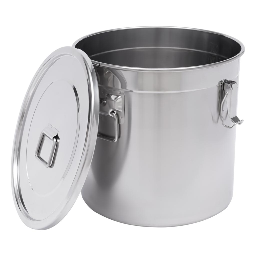 33L Airtight Rice Bucket Canister Food Storage Container 304 Stainless Steel Flat Bucket Bottom for Storing Rice, Flour, Cereals