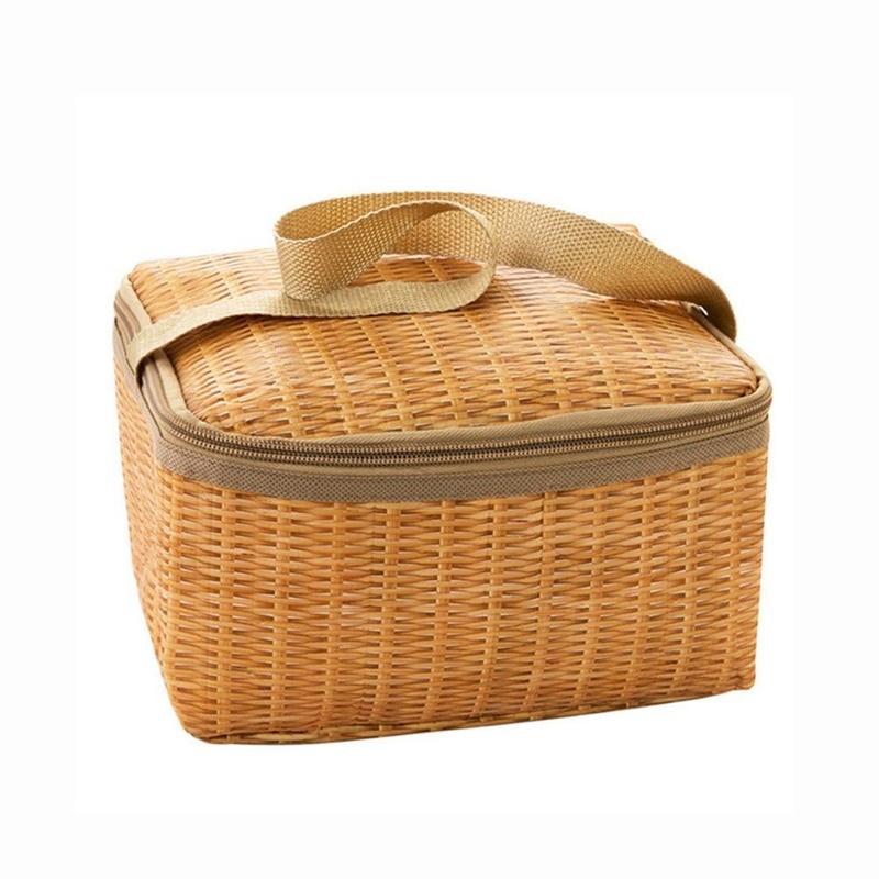 New Picnic Basket Lunch Box Outdoors Picnic Bag Insulated Thermal Cooler Lunch Box Portable Picnic Bags Basket Bento Lunch Box