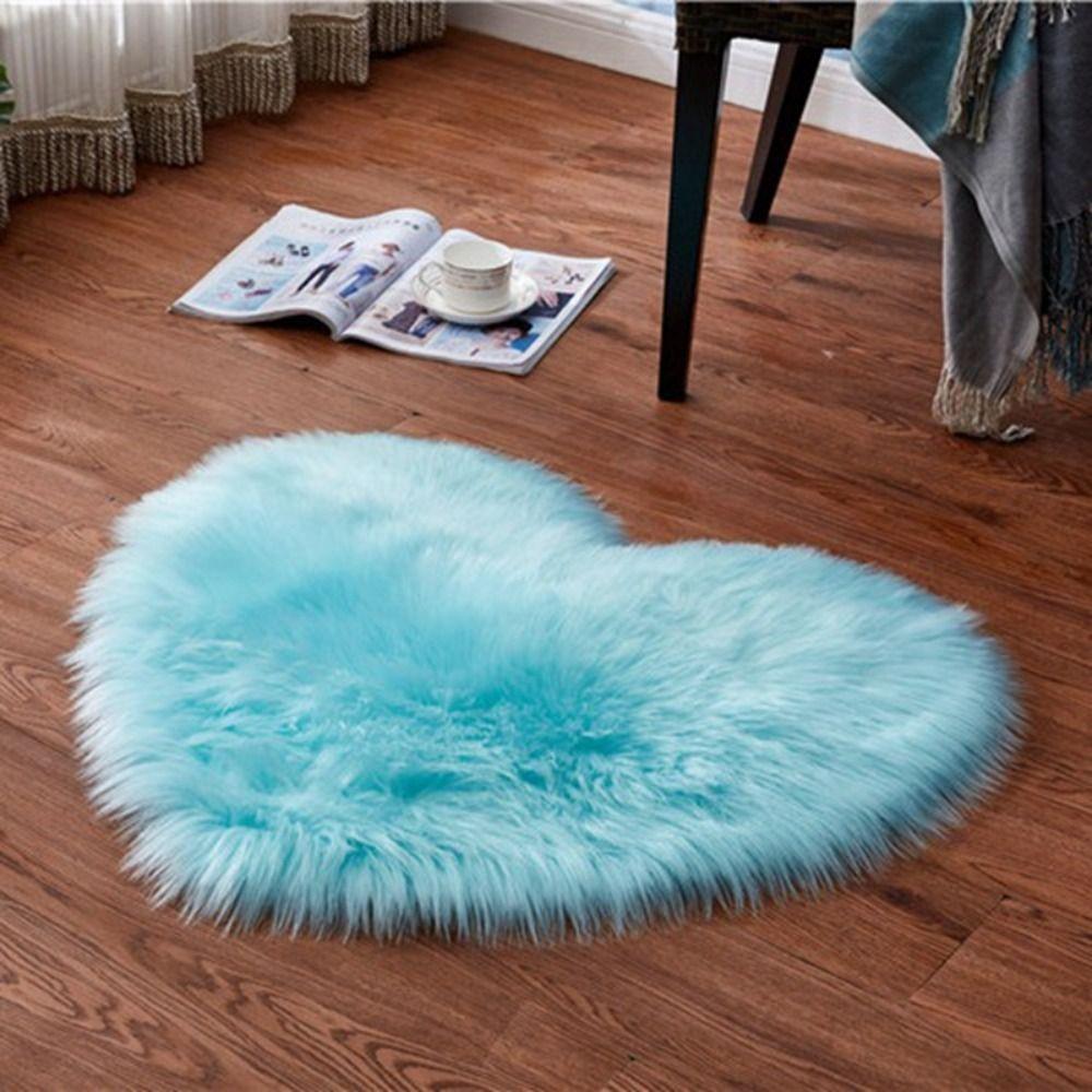 Shaggy Heart Shaped Rug Fluffy Floor Mat Cushion Plush Carpets  Home Decor