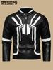 Men's Color Blocking Spider Pattern Stylish PU Leather Jacket - Pocket Street Style Retro Classic Bomber Jacket