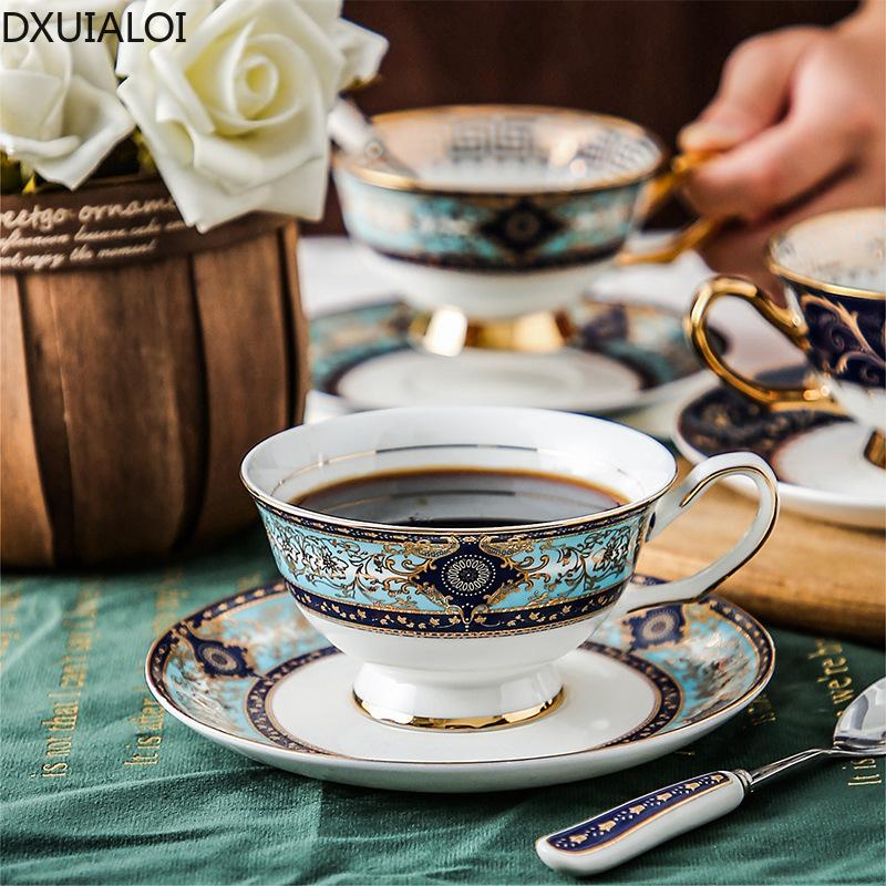 DXUIALOI British Style Ceramic Cup Creative Court  Coffee Cup Mug Water Cup Afternoon Tea Cup Dish Set Home Decoration 250ml