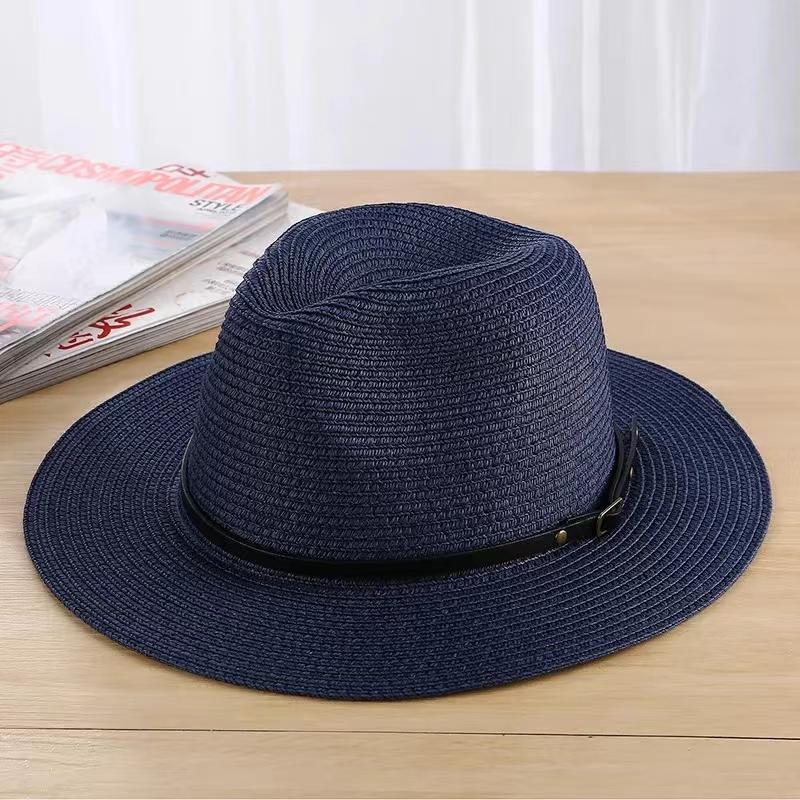 Classic New Women Men Summer Toquilla Straw Sun Hat For Elegant Lady Wide Brim Homburg Fedora Sunbonnet Beach Sunhat Panama Cap
