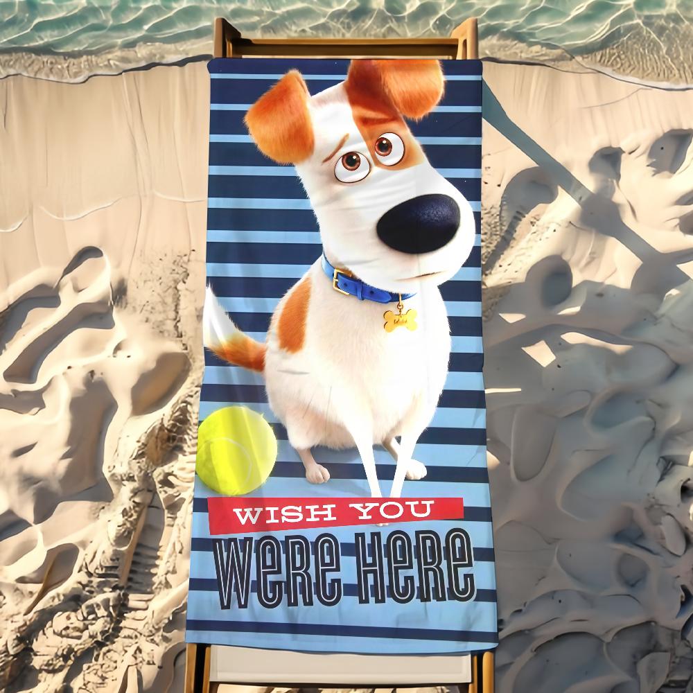 Cartoon THE S-SECRET LIFE OF P-PETS Towel Beach Shower Bath Travel Lightweight Skin Friendly for Pool Camping Cruise Summer