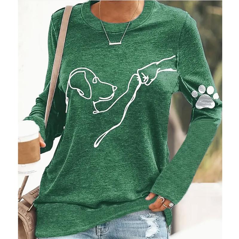 2025 Autumn & Winter Women's New Casual Crew Neck Long Sleeve Top 3D Puppy Pattern
