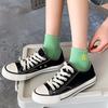 Women's Spring and Summer Short Socks, Solid-colored Cotton Socks, Embroidered Candy-colored Sports Socks, Thin Boat Socks