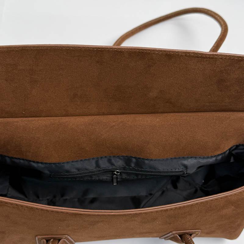 Elegant Suede Tote Bag for Women – Classic Top Handle Handbag with Structured Design and Minimalist Style