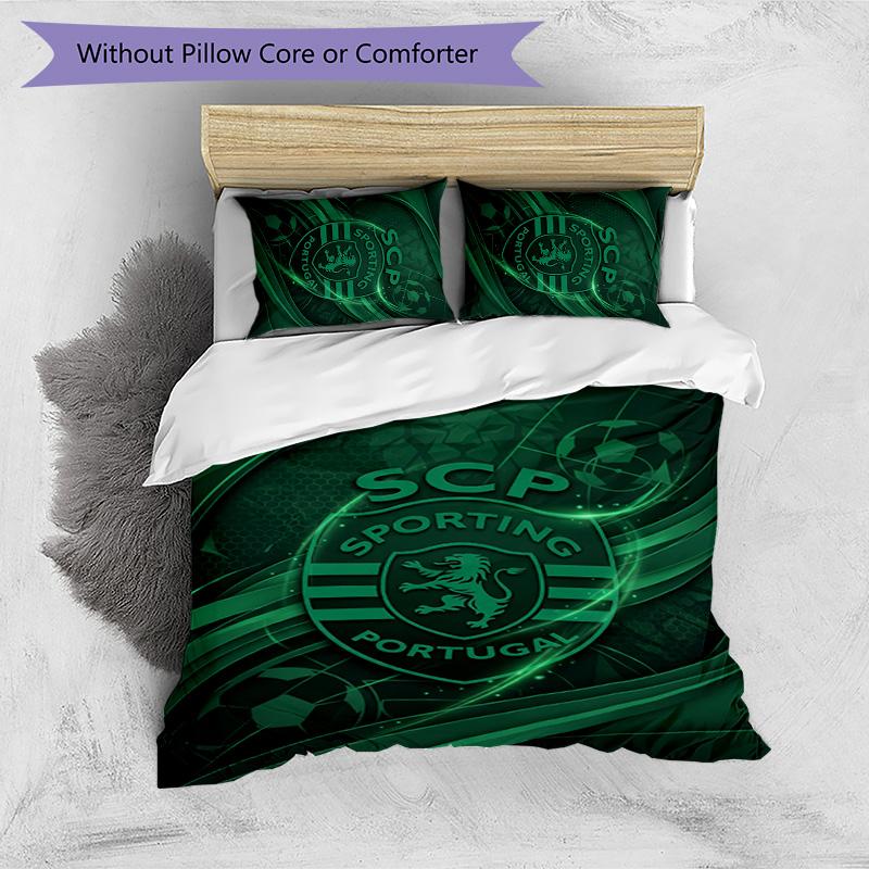 Set Biancheria da Letto 3 Pezzi Stampato FC Sporting CP Traspirante Copripiumino con Federe Biancheria da Letto Decorativa per Camera da Letto Casa