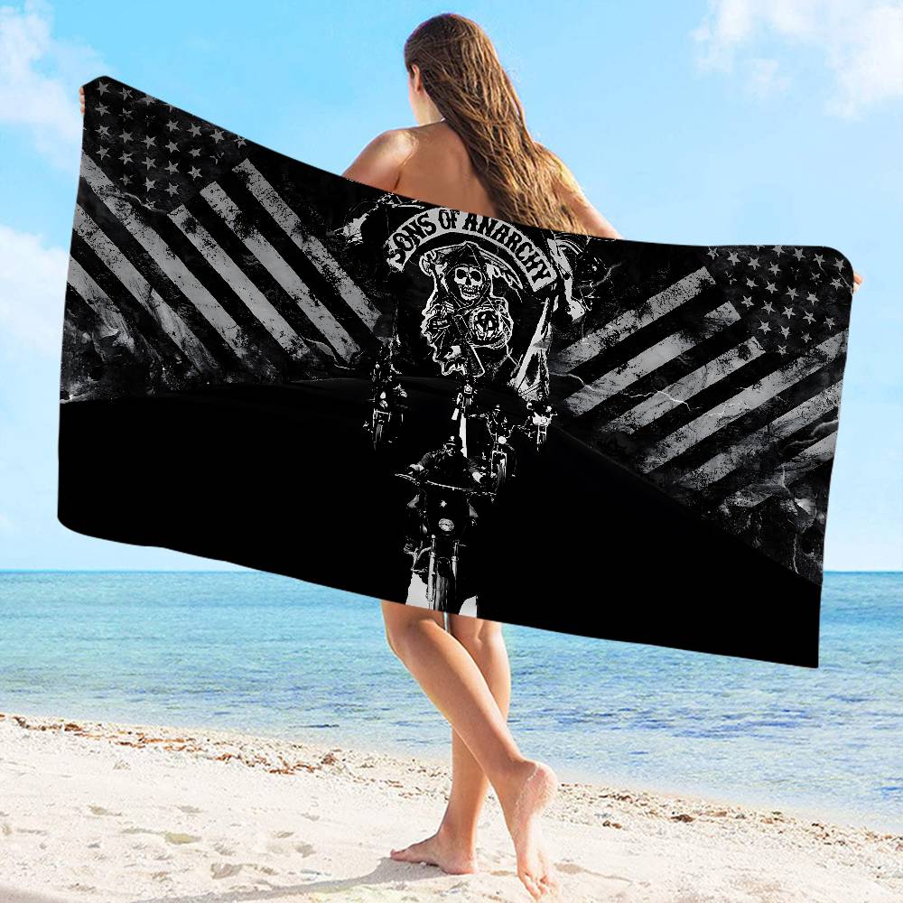 Sons Of Anarchy TV Microfiber Printed Beach Towel Mountain Climbing Yoga Beach Swimming Running Absorbent Soft Towel
