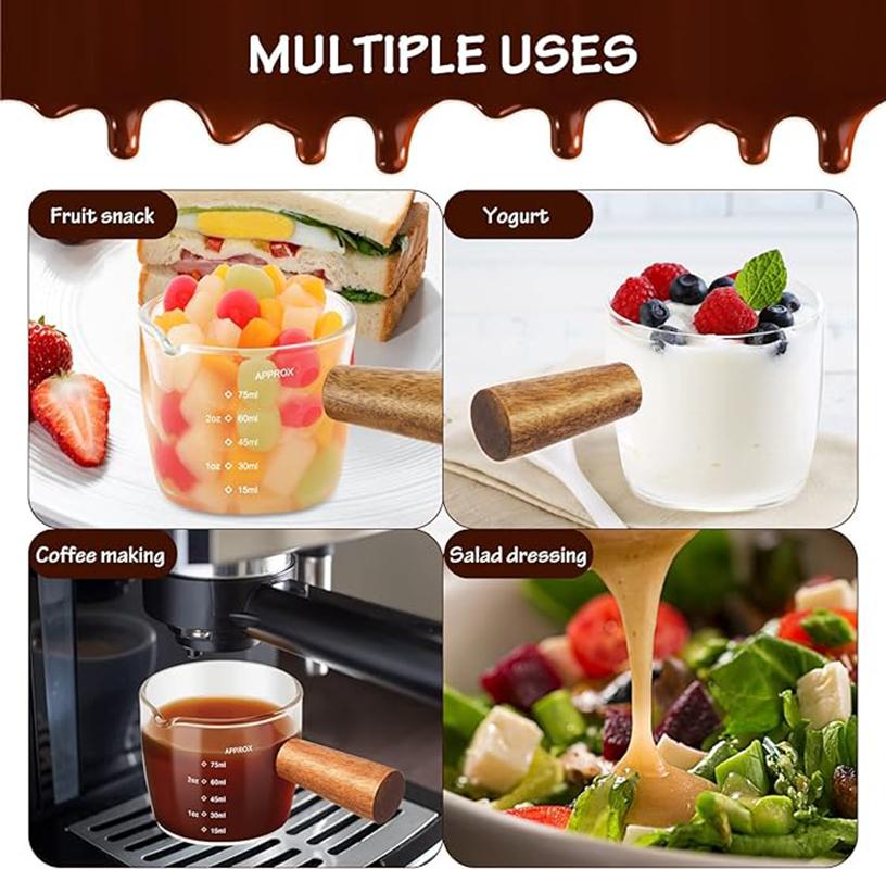 Espressokopp med enkel pip 75 ml Glas Karaff Vinglas Mätkopp Mini Mjölkglas med handtag för mjölk, kaffe, espressotillverkning