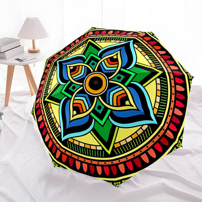 1pc Mandala Pattern Automatic Folding Umbrella - Portable Collapsible 8-Rib Umbrella for All Seasons yy251119205
