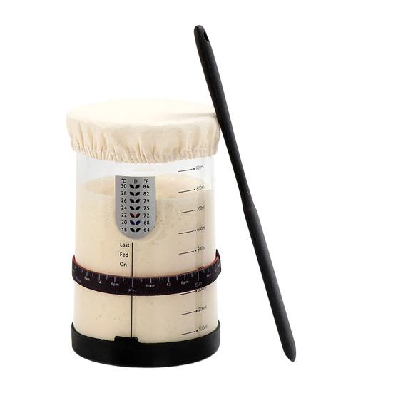 Sealed Jar, Sourdough Starter Kit with Date-Marked Feeding Tape, Large Wide Mouth Glass Jars for Active Fermentation
